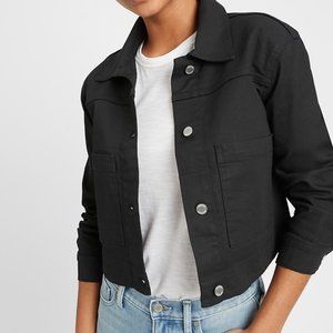 Banana Republic Black Waxed Denim Jacket XL NWT Cropped Jean Chore Jacket
